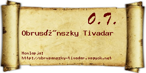 Obrusánszky Tivadar névjegykártya